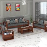 FurnitureWay Sheesham Wood 7 Seater Sofa Set – Honey Finish