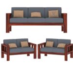 FurnitureWay Sheesham Wood 7 Seater Sofa Set – Natural Finish