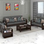 FurnitureWay Sheesham Wood 7 Seater Sofa Set – Walnut Finish