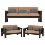FurnitureWay Sheesham Wood 7 Seater Sofa Set – Walnut Finish