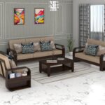 FurnitureWay Sheesham Wood 7 Seater Sofa Set – Walnut Finish
